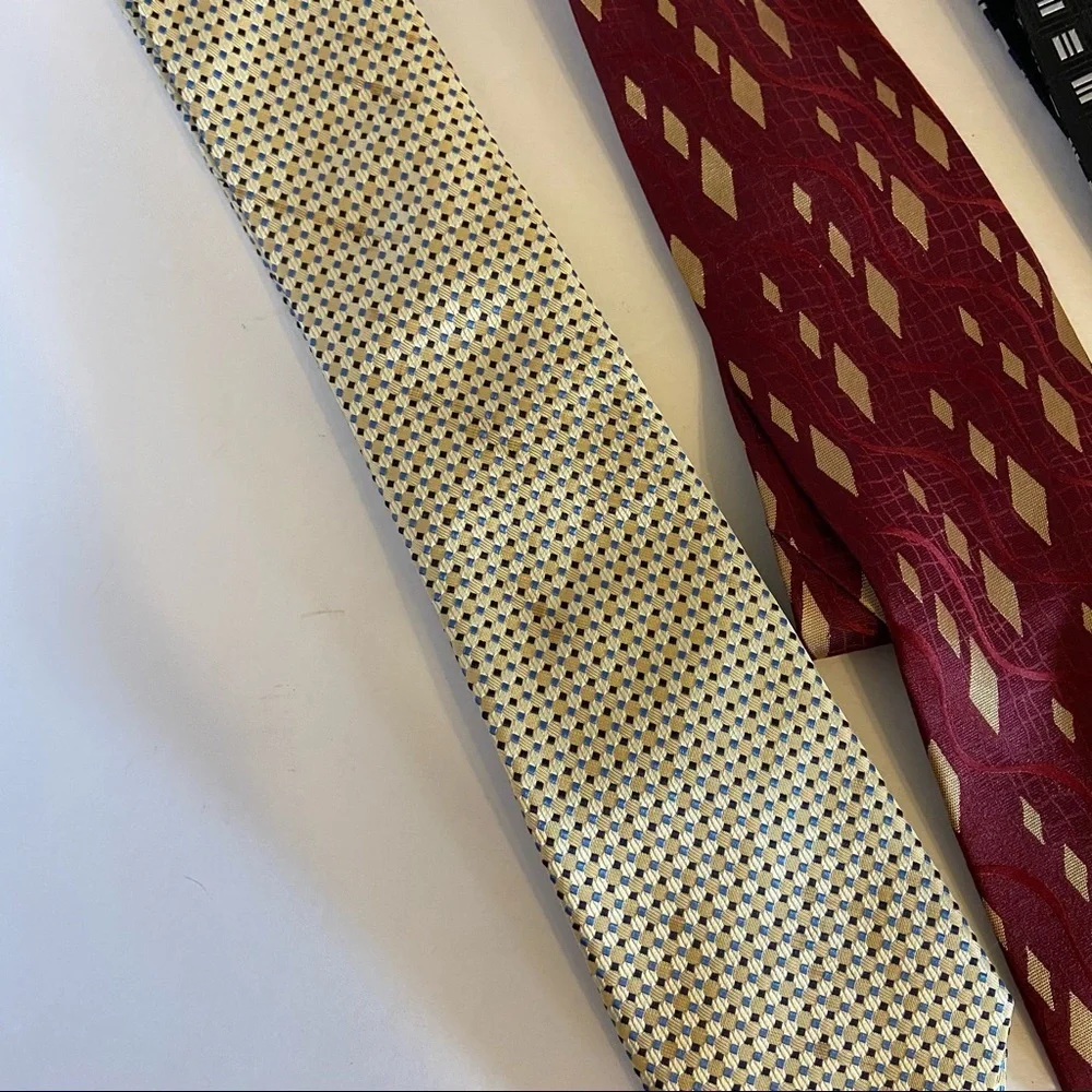 Lot of 3 Men's Neck Ties Gold Burgundy Maroon Black